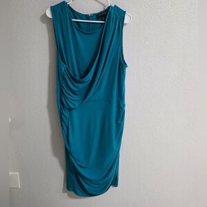 Lane Bryant Blue Ruched Asymmetrical Midi Dress